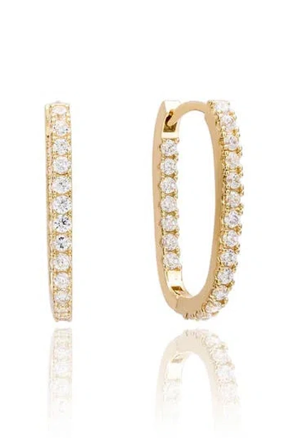 Suzy Levian Cubic Zirconia Hoop Earrings In Yellow