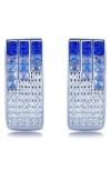 Suzy Levian Sterling Silver Invisible Set Blue White Cubic Zirconia Huggie Earrings