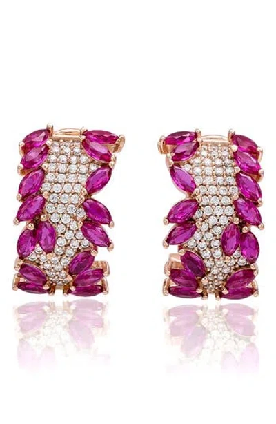 Suzy Levian Cubic Zirconia Huggie Hoop Earrings In Animal Print