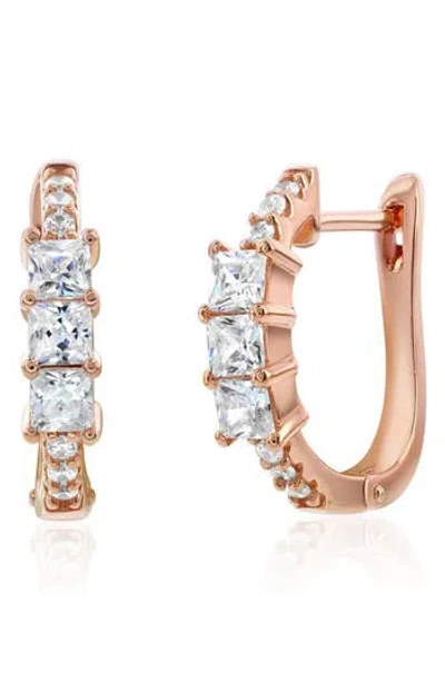 Suzy Levian Cubic Zirconia Huggie Hoop Earrings In Metallic