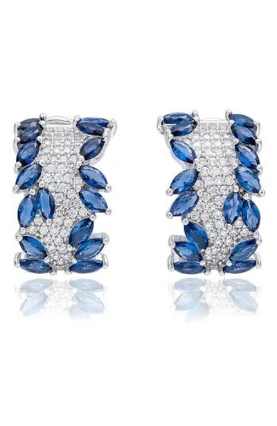 Suzy Levian Cubic Zirconia Huggie Hoop Earrings In Silver