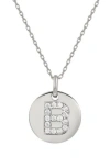 Suzy Levian Cubic Zirconia Initial Disc Pendant Necklace In White