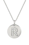 Suzy Levian Cubic Zirconia Initial Disc Pendant Necklace