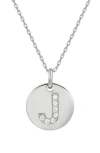 Suzy Levian Cubic Zirconia Initial Disc Pendant Necklace In White