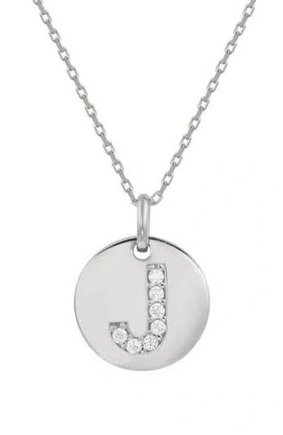 Suzy Levian Cubic Zirconia Initial Disc Pendant Necklace In White
