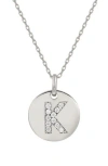 Suzy Levian Cubic Zirconia Initial Disc Pendant Necklace In White