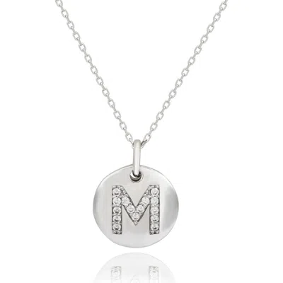 Suzy Levian Cubic Zirconia Initial Disc Pendant Necklace In White