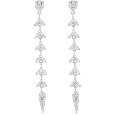 Suzy Levian Cubic Zirconia Linear Drop Earrings