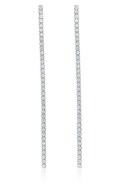 Suzy Levian Cubic Zirconia Linear Drop Earrings In Metallic