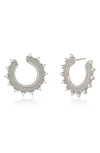 Suzy Levian Cubic Zirconia Milgrain Sunburst Frontal Hoop Earrings