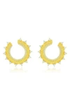 Suzy Levian Cubic Zirconia Milgrain Sunburst Frontal Hoop Earrings