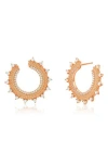 Suzy Levian Cubic Zirconia Milgrain Sunburst Frontal Hoop Earrings