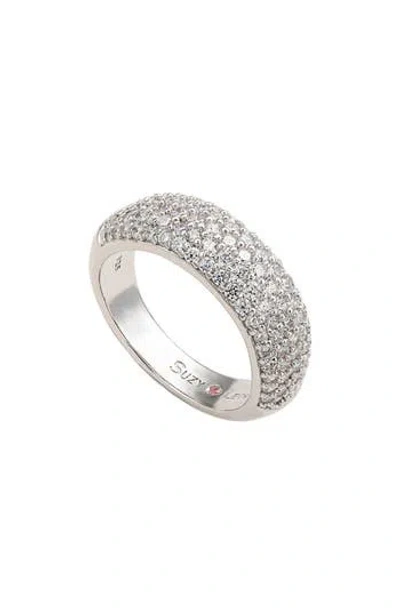 Suzy Levian Cubic Zirconia Pavé Band Ring In White