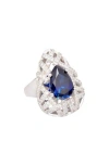 Suzy Levian Cubic Zirconia Ring In Blue