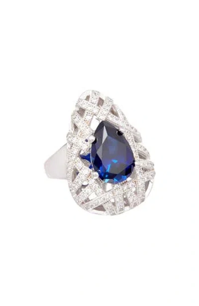 Suzy Levian Cubic Zirconia Ring In Blue