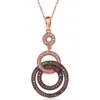 SUZY LEVIAN CUBIC ZIRCONIA ROSE STERLING SILVER CIRCLE LOOP PENDANT NECKLACE