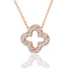 Suzy Levian Cubic Zirconia Rose Sterling Silver Clover Pendant In Multi