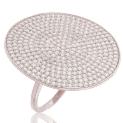Suzy Levian Cubic Zirconia Rose Sterling Silver Pave Medallion Ring - Pink In Brown