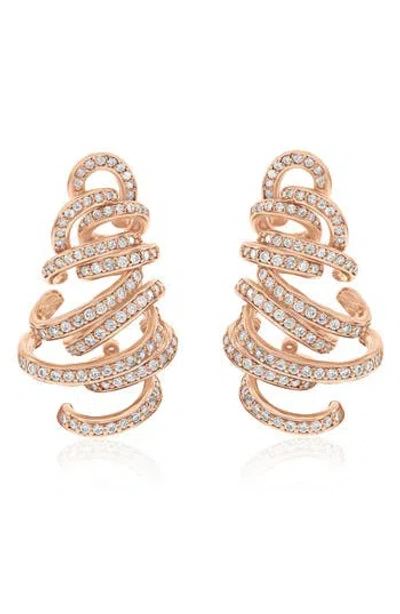 Suzy Levian Cubic Zirconia Spiral Drop Earrings In Metallic