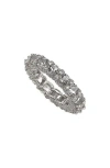 Suzy Levian White Sterling Silver Cubic Zirconia Pave U Shape Setting Eternity Band In Metallic