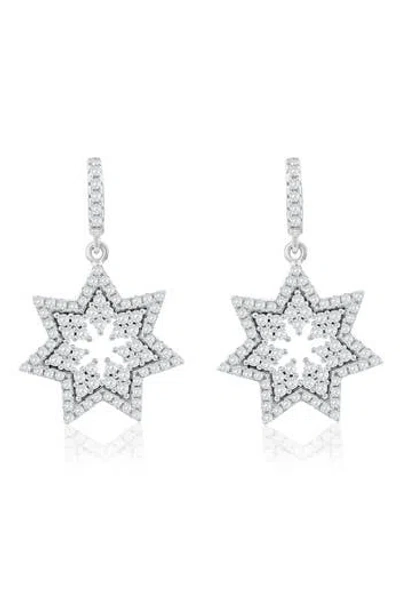 Suzy Levian Cubic Zirconia Starburst Drop Earrings