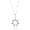 Suzy Levian White Sterling Silver White Cubic Zirconia Starburst Drop Pendant