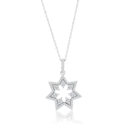 Suzy Levian Cubic Zirconia Starburst Pendant Necklace