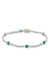 Suzy Levian Sterling Silver Red And White Cubic Zirconia Tennis Bracelet In Green