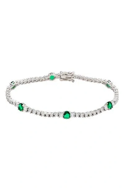 Suzy Levian Cubic Zirconia Station Bracelet In Green