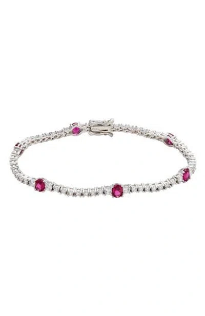 Suzy Levian Cubic Zirconia Station Bracelet In Red