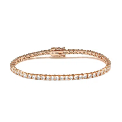 Suzy Levian Cubic Zirconia Sterling Silver 7 Inch Tennis Bracelet In Pink