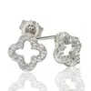 Suzy Levian Cubic Zirconia Sterling Silver Clover Stud Earring