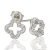 Suzy Levian Cubic Zirconia Sterling Silver Clover Stud Earring In White