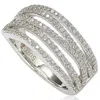 Suzy Levian Cubic Zirconia Sterling Silver Crossing Ring - White In White