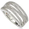 Suzy Levian Cubic Zirconia Sterling Silver Crossing Ring - White In Silver