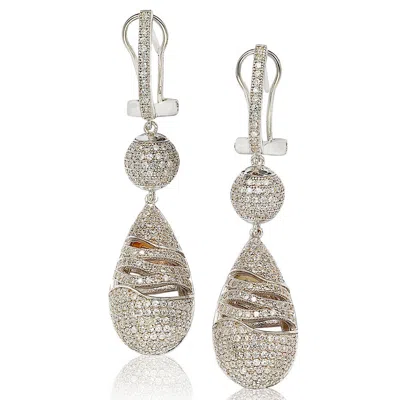 Suzy Levian Cubic Zirconia Sterling Silver Dangle Drop Earrings In Gold
