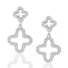 Suzy Levian Cubic Zirconia Sterling Silver Double Clover Dangle Earrings In White