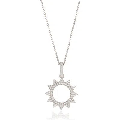 Suzy Levian Cubic Zirconia Sunburst Pendant Necklace