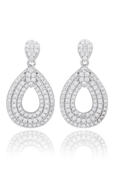 Suzy Levian Cubic Zirconia Teardrop Earrings In Metallic