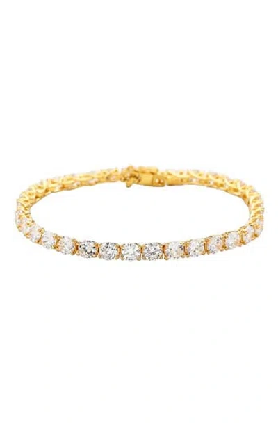 Suzy Levian Cubic Zirconia Tennis Bracelet In Gold/white