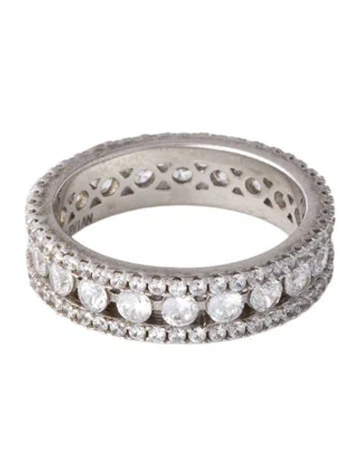 Pre-owned Suzy Levian Cubic Zirconia Three Row Modern Eternity Band In Multi