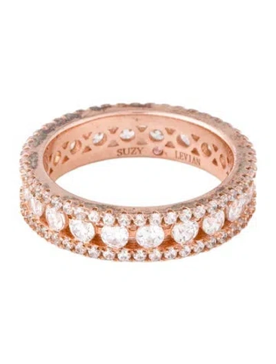 Pre-owned Suzy Levian Cubic Zirconia Three Row Modern Eternity Band In Multi