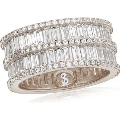 Suzy Levian Cubic Zirconia Wide Eternity Band Ring