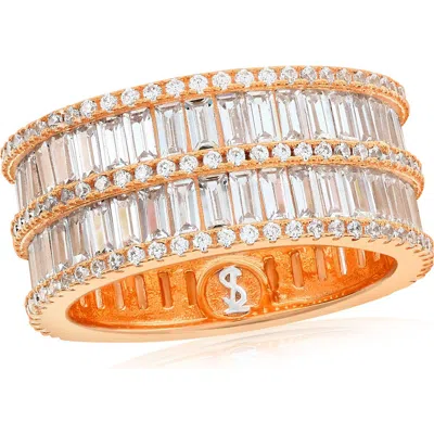 Suzy Levian Cubic Zirconia Wide Eternity Band Ring