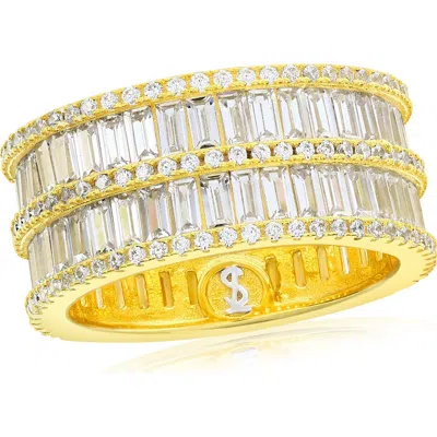 Suzy Levian Cubic Zirconia Wide Eternity Band Ring