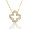 Suzy Levian Cubic Zirconia Yellow Sterling Silver Clover Pendant In White