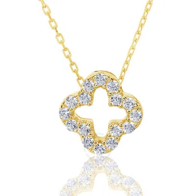 Suzy Levian Cubic Zirconia Yellow Sterling Silver Clover Pendant In White