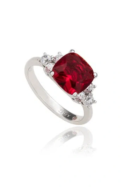 Suzy Levian Cushion Cut Cubic Zirconia Engagement Ring In Silver