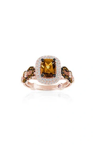 Suzy Levian Cz Engagement Ring In Light Brown