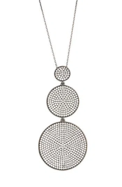 Suzy Levian Cz Graduating Pendant Necklace In Black